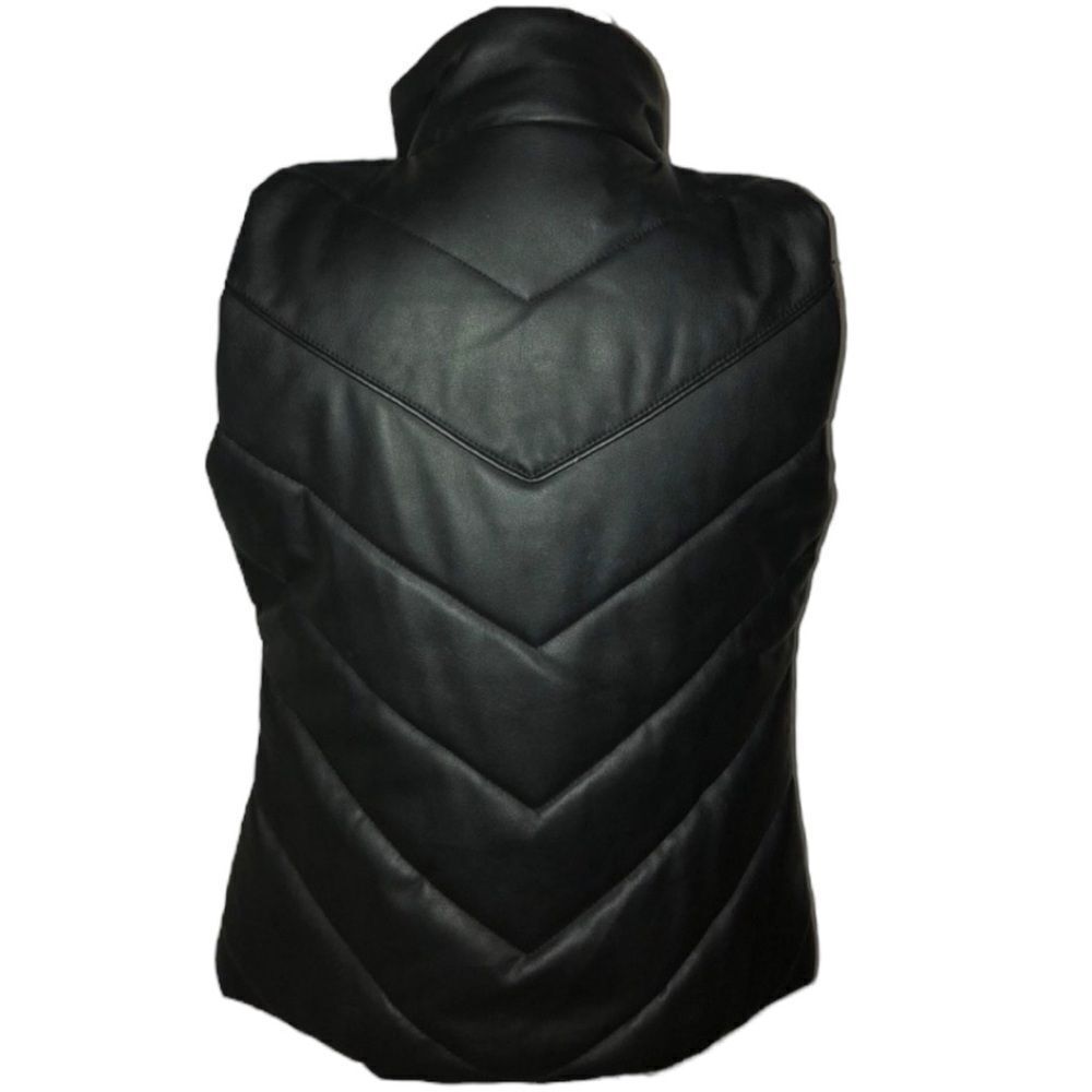 Yaso Black Faux Leather Puffer Vest Size Large - Picture 3 of 15